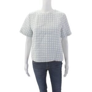 Lisa Marie Fernandez Womens Cotton Round Neck Short Sleeve Blouse Blue Size 1